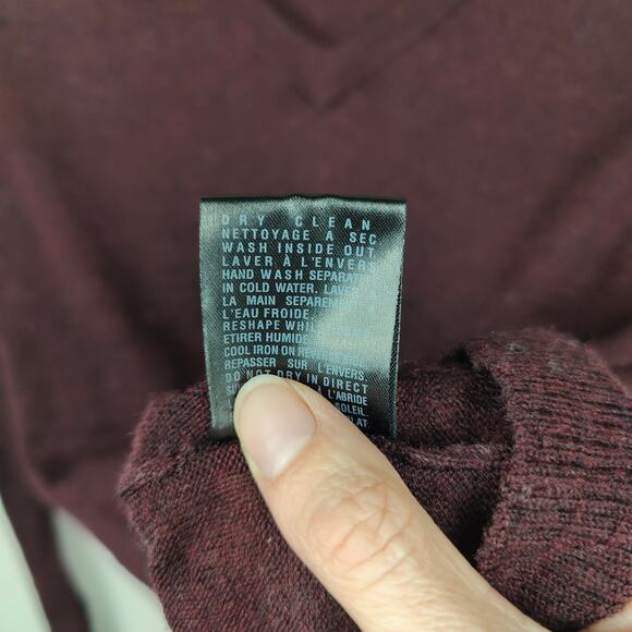 AllSaints Wasson Jumper Womens 4 Burgundy Draped Back 100% Merino Wool Goth - Picture 8 of 9